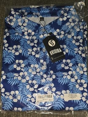 Men's Blue Floral Brisira Golf Shirt